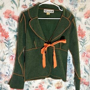 BeBop Green Cardigan with Orange Accents